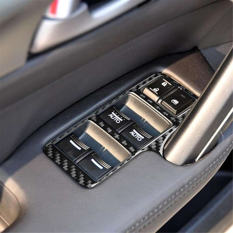 for TL 2009-2014 Carbon Fiber Car Window Lift Switch Panel Cover Trim Interior Accessories