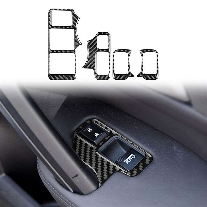 for TL 2009-2014 Carbon Fiber Car Window Lift Switch Panel Cover Trim Interior Accessories