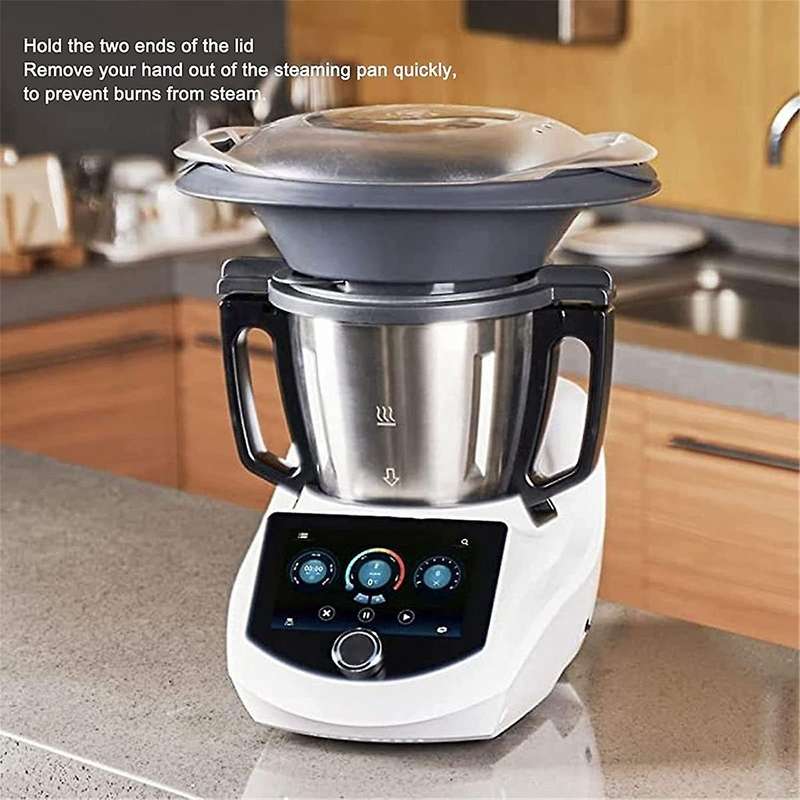 for Tm6 Tm5 Tm31 Food Processor Kitchen Accessory Transparent Steaming Pan Cover + Steam Tray