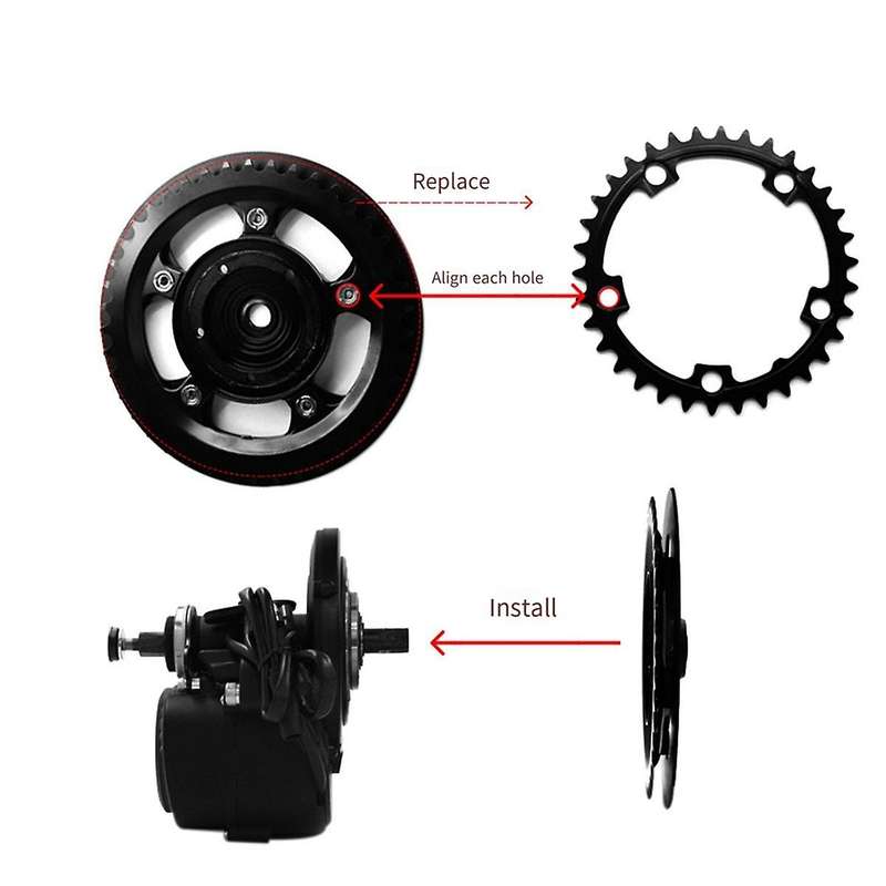 for Tongsheng TSDZ2 TSDZ-2B Mid Drive Motor 52T Chainwheel Chain Ring Wheel for Electric Bike Bicyc