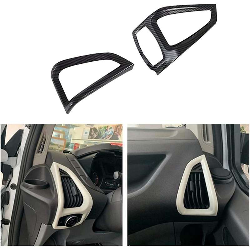 for Transit 2017+ Car Carbon Fiber Dashboard AC Air Conditioner Outlet Vent Cover Trim for Tourneo C