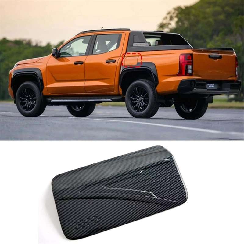 for Triton / L200 2024 Carbon Fiber Car Fuel Tank Cap Trim Cover Stickers Exterior Accessories