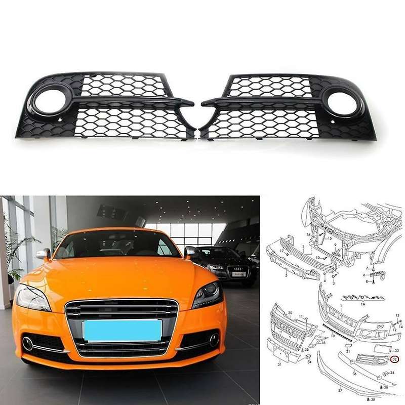 for  TT MK2 TTS 2011-2014 Honeycomb Mesh Front Fog Light Grill Grille Cover 8J0807681KT94 8J0807682K