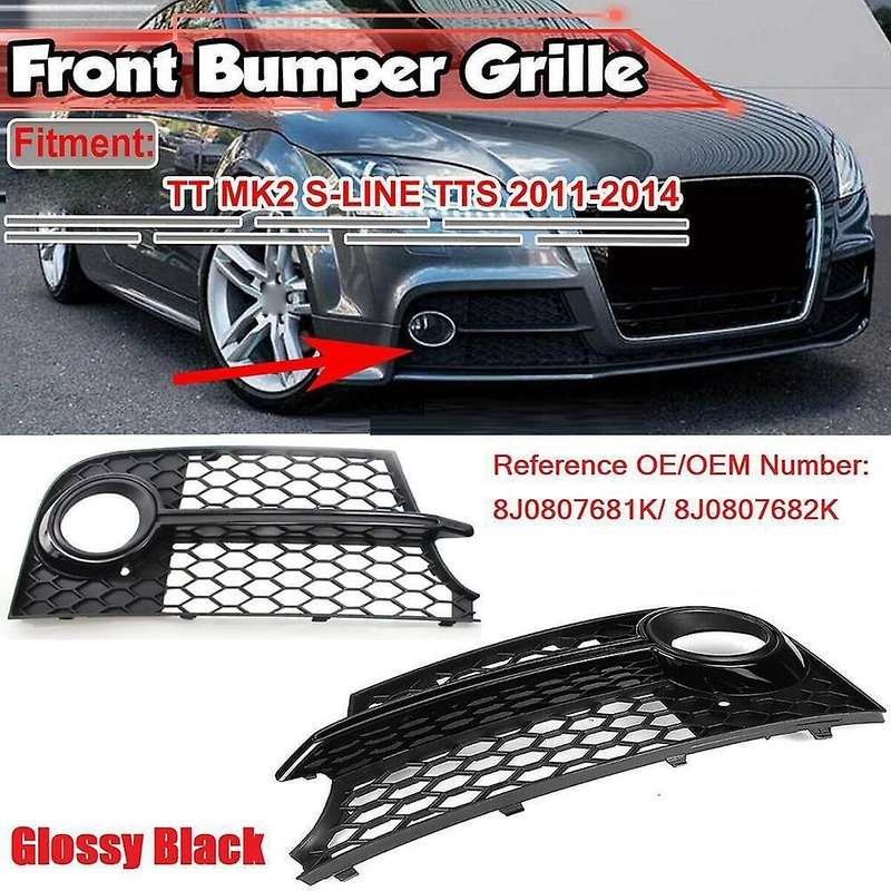 for  TT MK2 TTS 2011-2014 Honeycomb Mesh Front Fog Light Grill Grille Cover 8J0807681KT94 8J0807682K