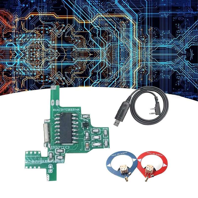 for UVK5/UVK6 SI4732 Intercom Modification Module Filter Amplified Version+Donut SW/AM Antenna+USB C