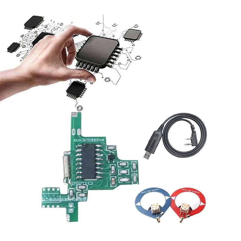 for UVK5/UVK6 SI4732 Intercom Modification Module Filter Amplified Version+Donut SW/AM Antenna+USB C