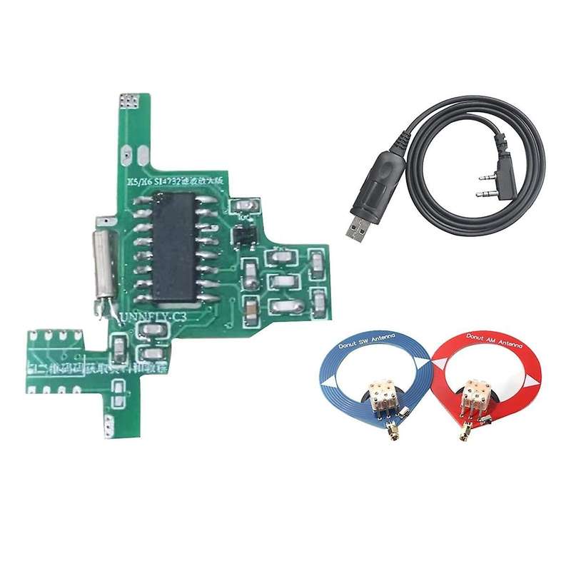 for UVK5/UVK6 SI4732 Intercom Modification Module Filter Amplified Version+Donut SW/AM Antenna+USB C