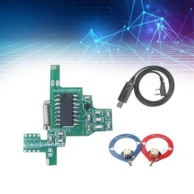 for UVK5/UVK6 SI4732 Intercom Modification Module Filter Amplified Version+Donut SW/AM Antenna+USB C