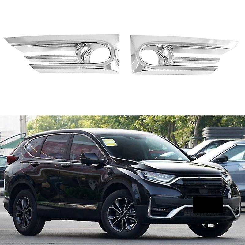 for -V 2020-2021 Silver Front Bumper Fog Light Lamp Frame Moulding Cover Trim