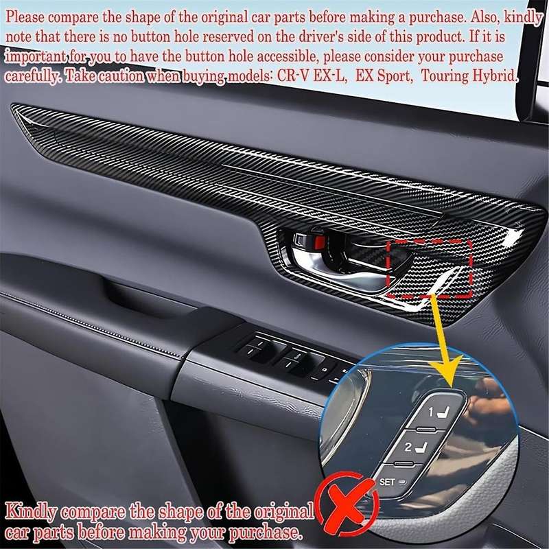 for -v 2023 2024 Inner Door Handle Panel Cover Trim Interior Accessories - Abs Carbon Fiber