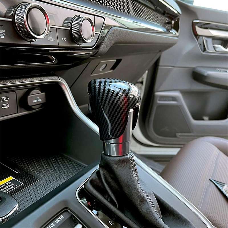 for -v 2023 2024 Center Console Gear Shift Knob Cover Trim Interior Accessories - Abs Carbon Fiber