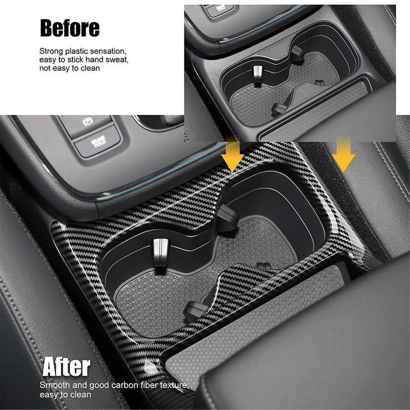 for -v 2023 2024 Center Console Cup Holder Panel Cover Trim Interior Accessories - Abs Carbon Fiber