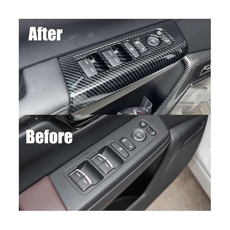 for -v 2023 2024 Car Window Lift Button Switch Panel Cover Door Handle Bezel Trim ,abs Carbon Fiber