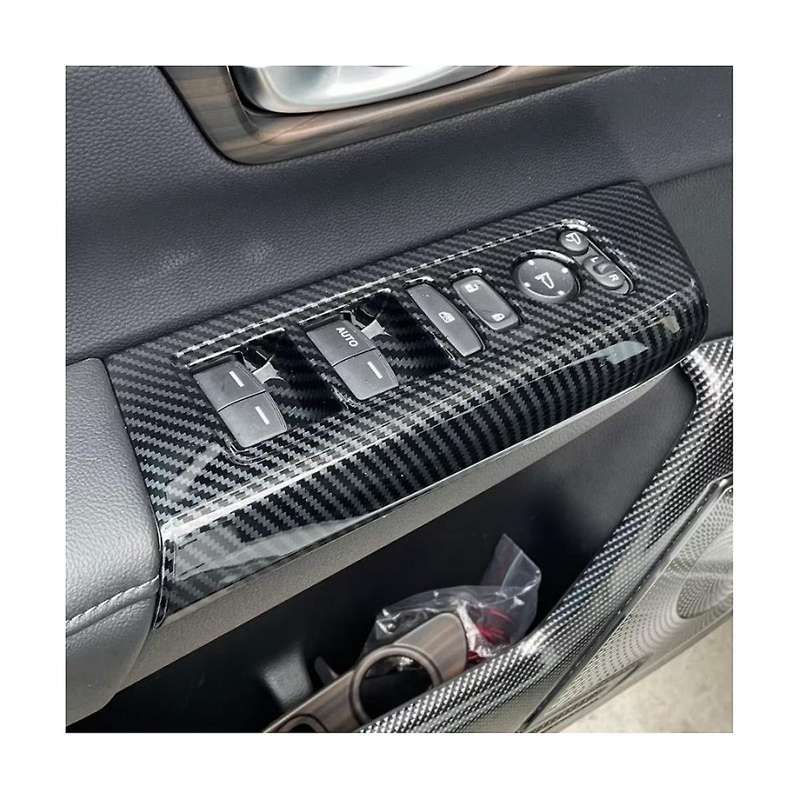 for -v 2023 2024 Car Window Lift Button Switch Panel Cover Door Handle Bezel Trim ,abs Carbon Fiber