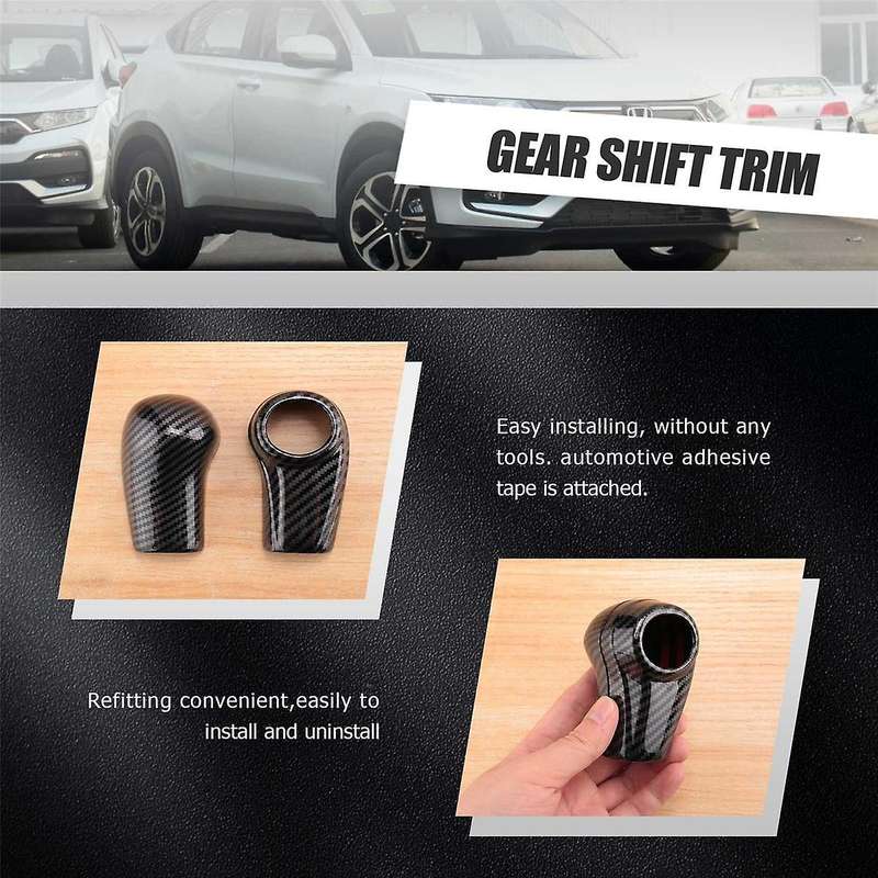 for -V Vezel 2014 to 2018 2019 2020 ABS Carbon Fiber Gear Shift Knob Cover