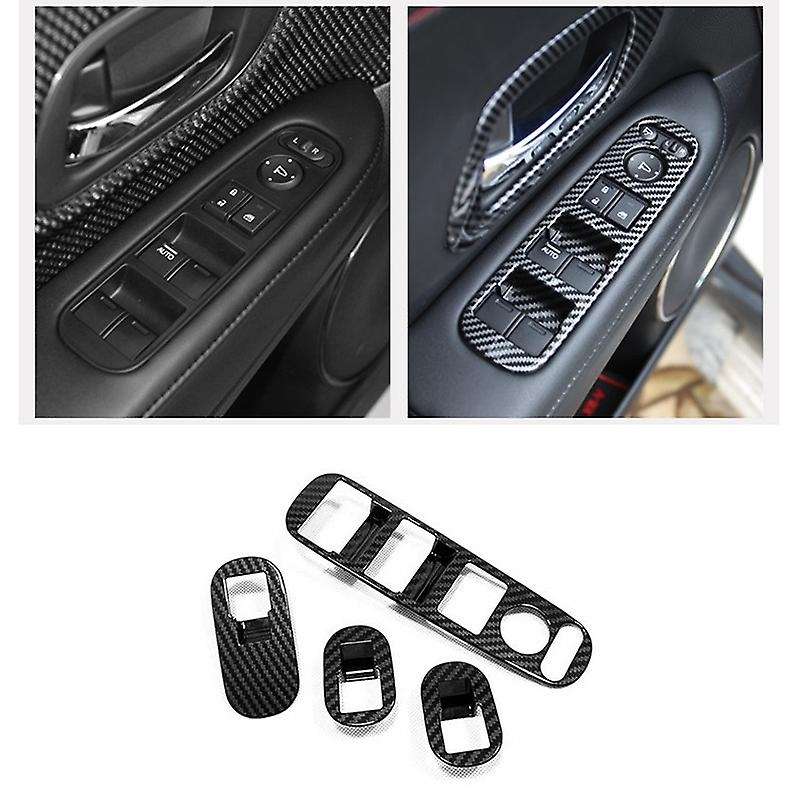 for -V VEZEL 2014-2020 Carbon Fiber Door Handle Window Lift Switch Panel Cover Trim Decorator Access