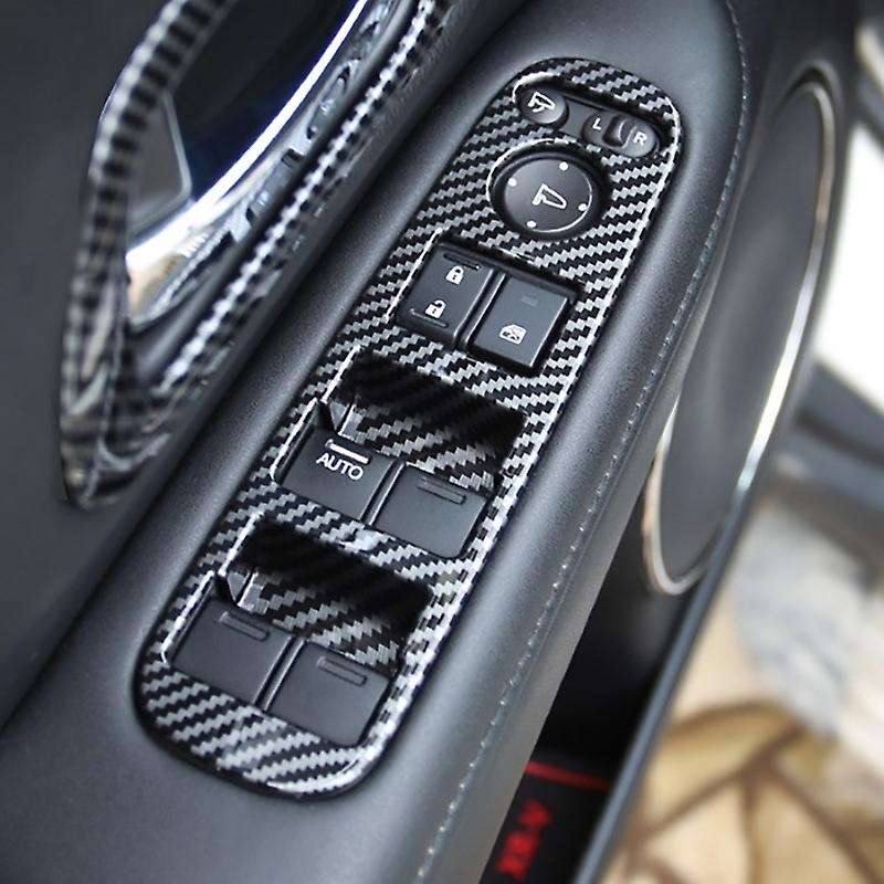 for -V VEZEL 2014-2020 Carbon Fiber Door Handle Window Lift Switch Panel Cover Trim Decorator Access