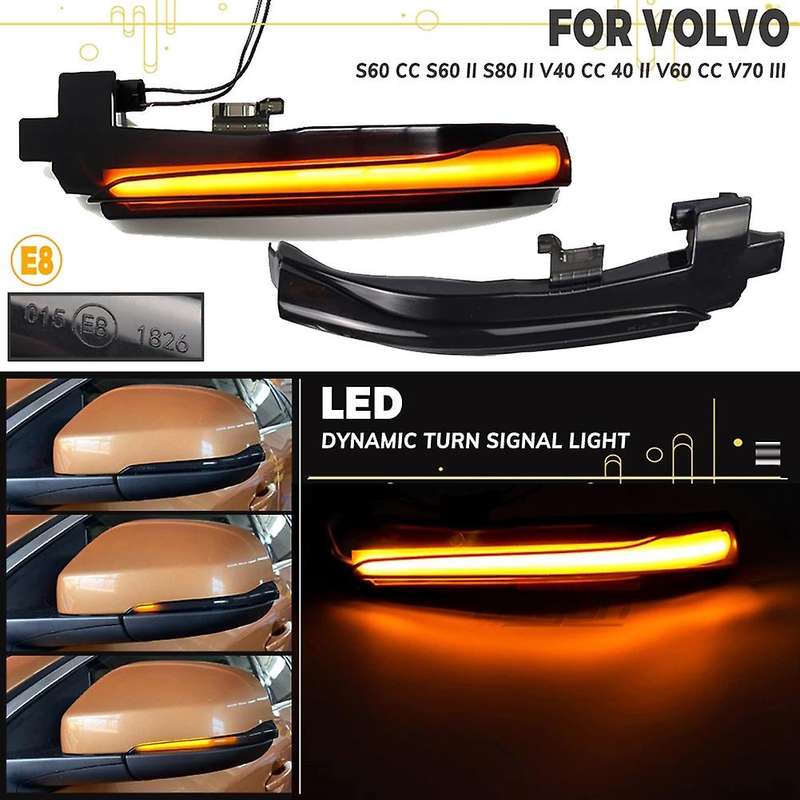 for V40 CC II S60 2011-2018 S80 V70 III Car Dynamic LED Turn Signal Light Rearview Mirror Light Indi