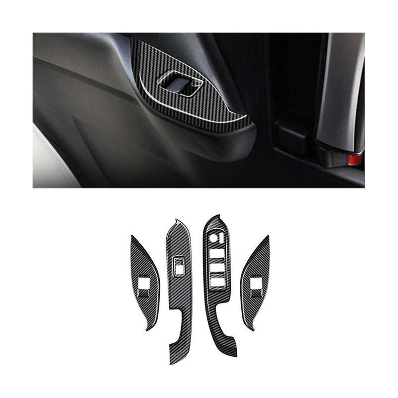 for Voxy 2022 Car Window Glass Lift Switch Button Panel Cover Trim Sticker Abs Carbon Fiber Door Arm