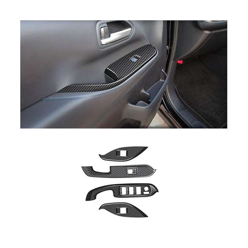 for Voxy 2022 Car Window Glass Lift Switch Button Panel Cover Trim Sticker Abs Carbon Fiber Door Arm