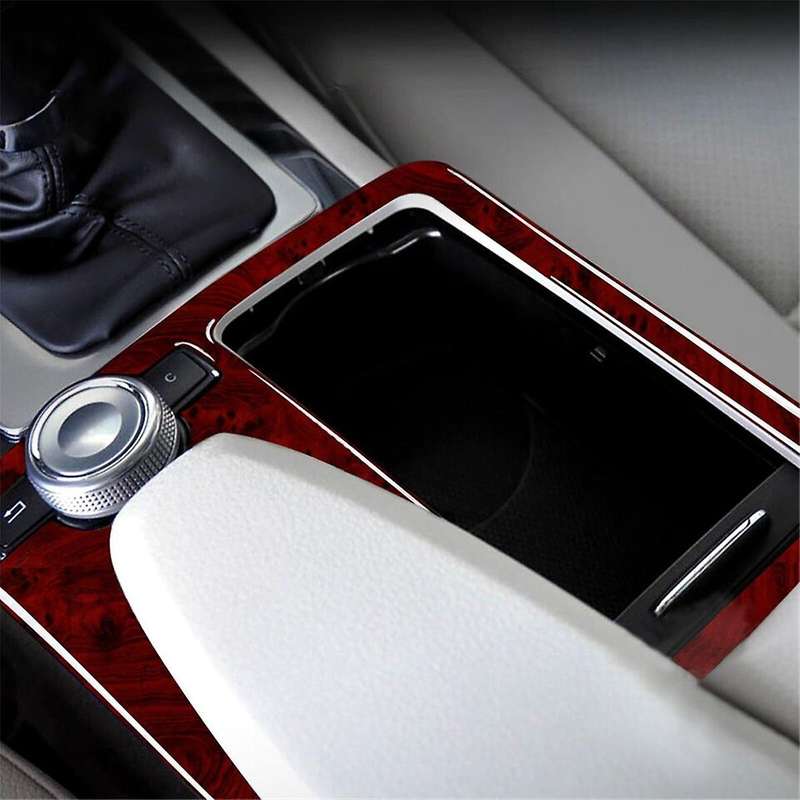 for W204 2007-2013 W212 2010-2012 Red Wood Grain Gear Shift Panel Trim