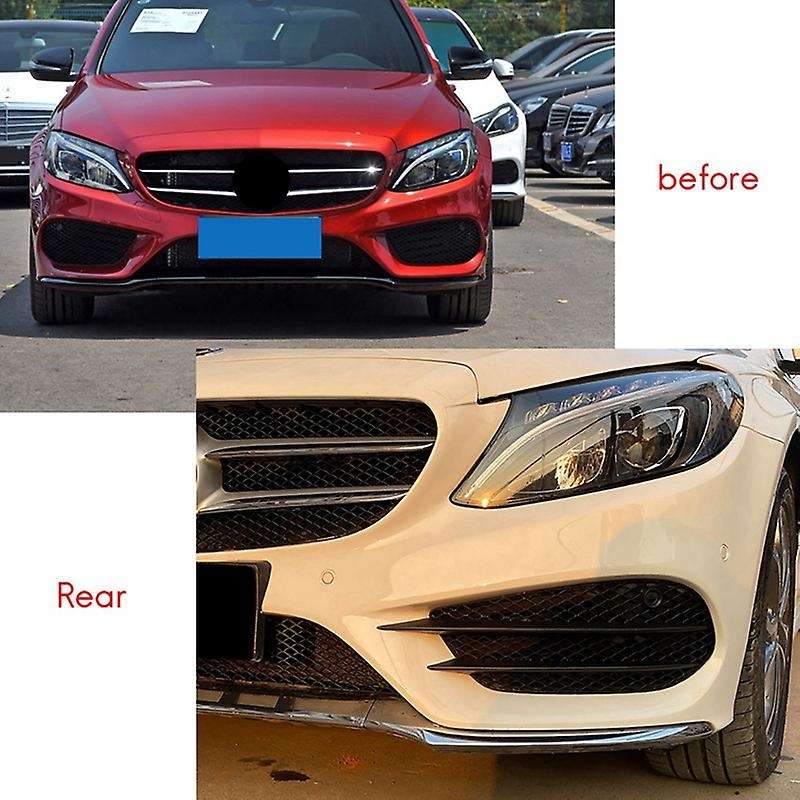 for W205 C-class C180 C200 C260 2015-2018 Set L+r Front Bumper Fog Lamp Grill Grille Insert Face Ba