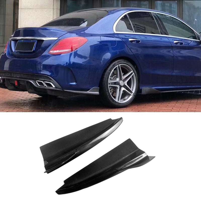 for W205 C43 C63 2015-2019 Carbon Fiber Rear Bumper Splitter Fins Trim