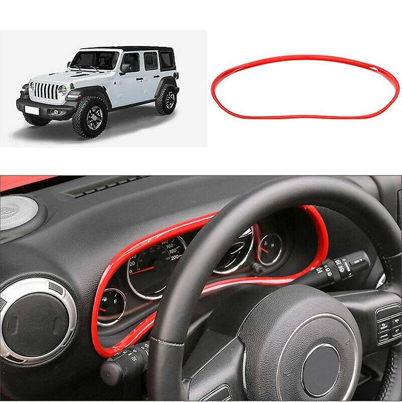 for Wrangler JK 2011-2017 ABS Red Interior Dashboard Meter Display Frame Cover Trim