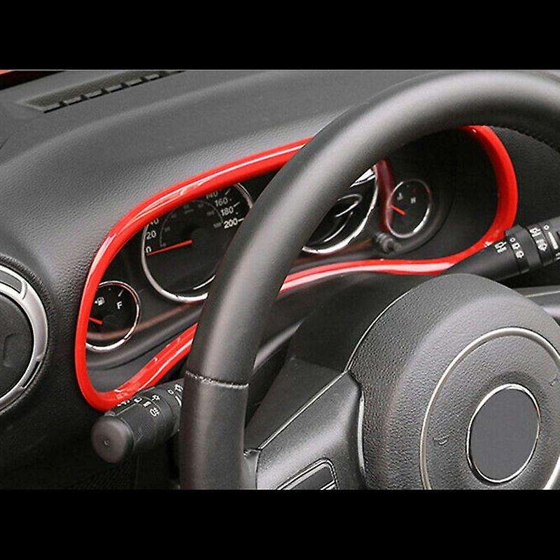 for Wrangler JK 2011-2017 ABS Red Interior Dashboard Meter Display Frame Cover Trim
