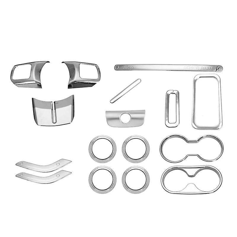 for Wrangler JK 2011-2017 Door Handle Cup Cover Steering Wheel Center Console Interior Trim Kit 16Pc