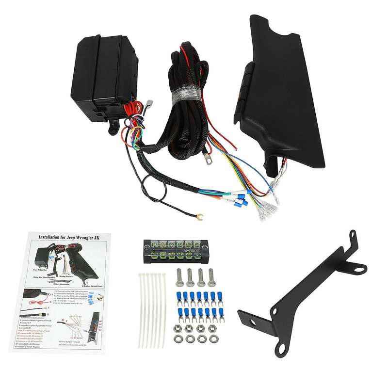 for Wrangler JK 2007-2018 a Pillar Switch Panel Kit 4 LED Rocker Switch Control System Left Hand
