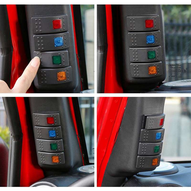 for Wrangler JK 2007-2018 a Pillar Switch Panel Kit 4 LED Rocker Switch Control System Left Hand