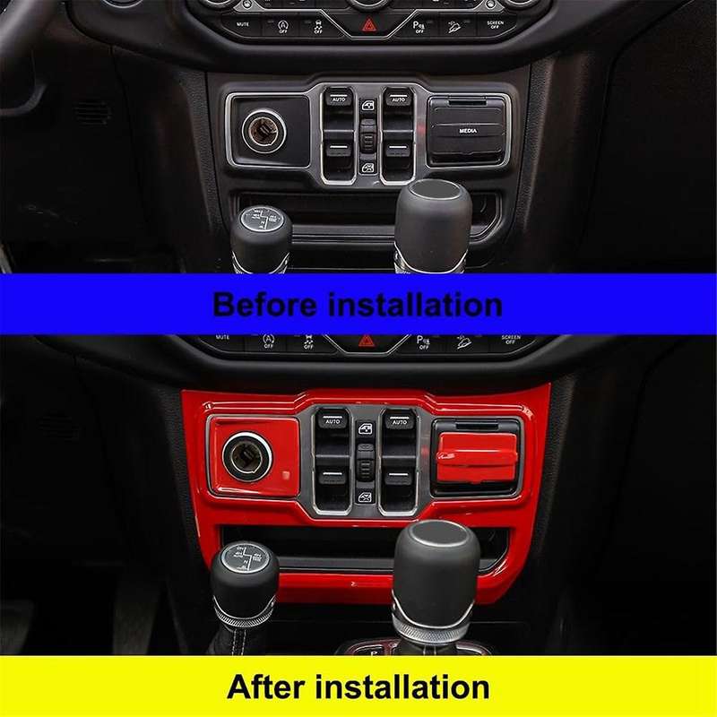 for Wrangler JL 2018-2023 Lighter USB Socket Window Control Panel Decorative Cover Decorative Decal,