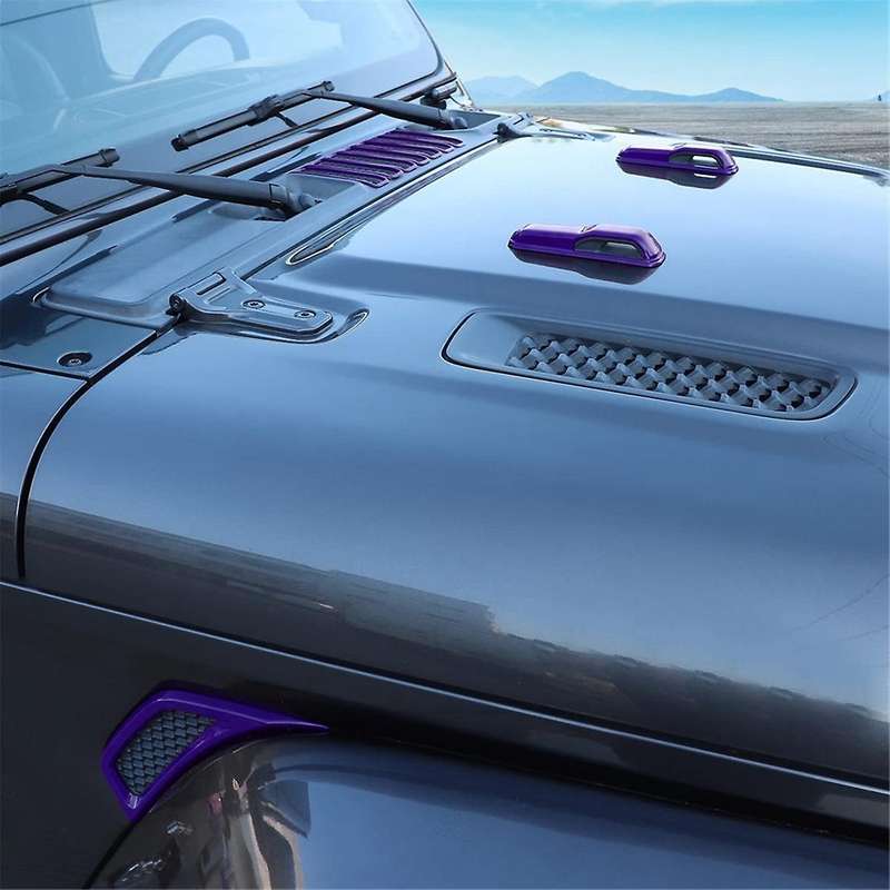 for Wrangler JL JT 2018-2024 Hood Vents & Engine Hood Hinge & Side AC Vent Outlet Trim,A
