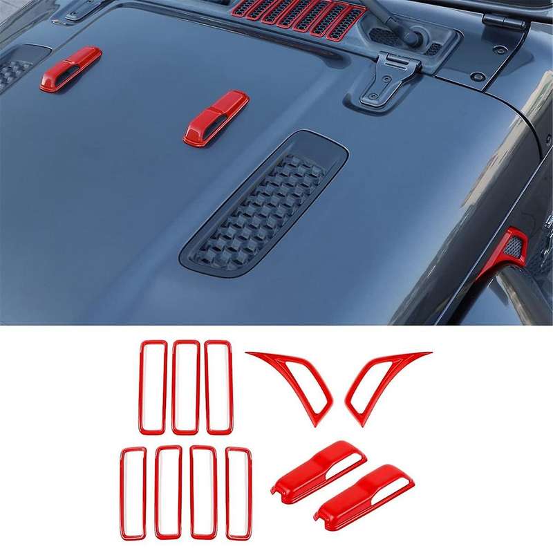 for Wrangler JL JT 2018-2024 Hood Vents & Engine Hood Hinge & Side AC Vent Outlet Trim,C