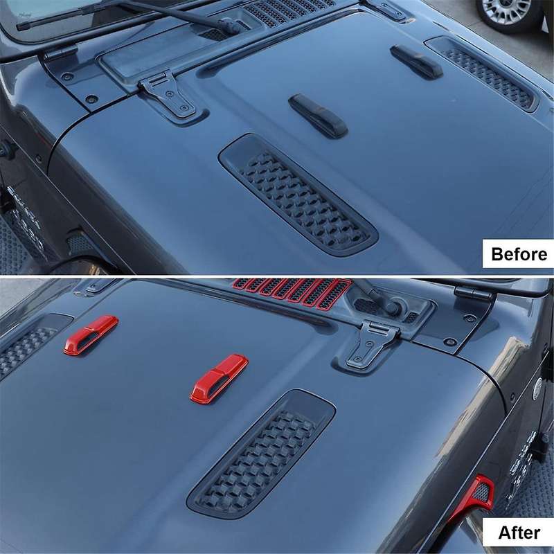 for Wrangler JL JT 2018-2024 Hood Vents & Engine Hood Hinge & Side AC Vent Outlet Trim,C