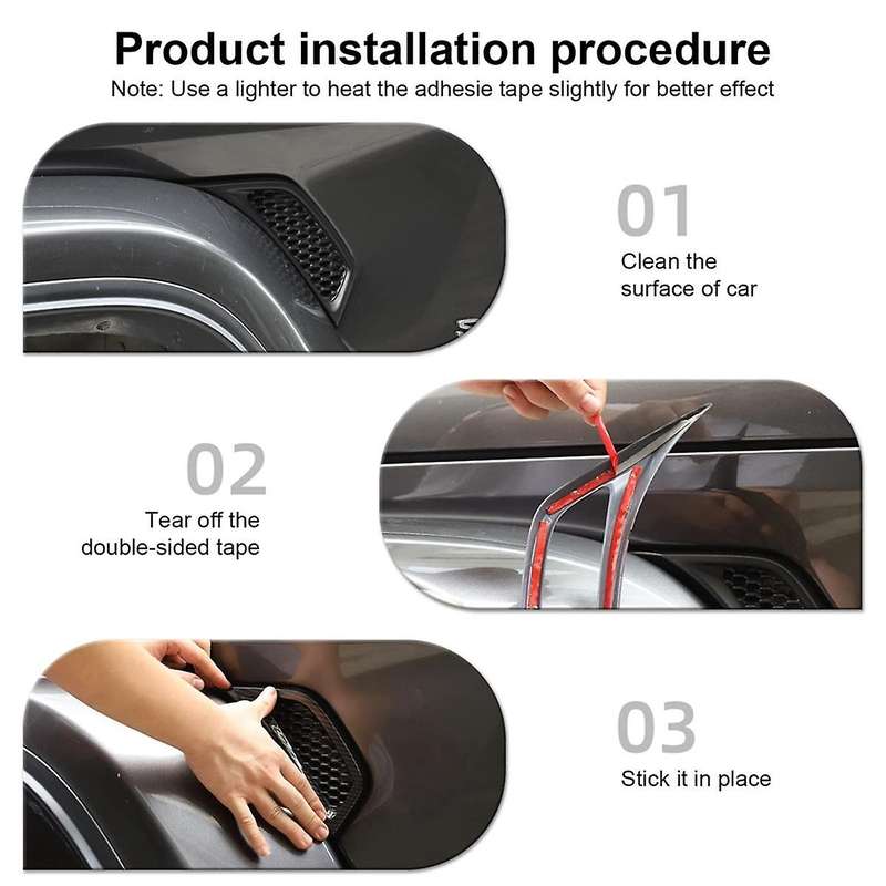 for Wrangler JL JT 2018-2024 Hood Vents & Engine Hood Hinge & Side AC Vent Outlet Trim,B