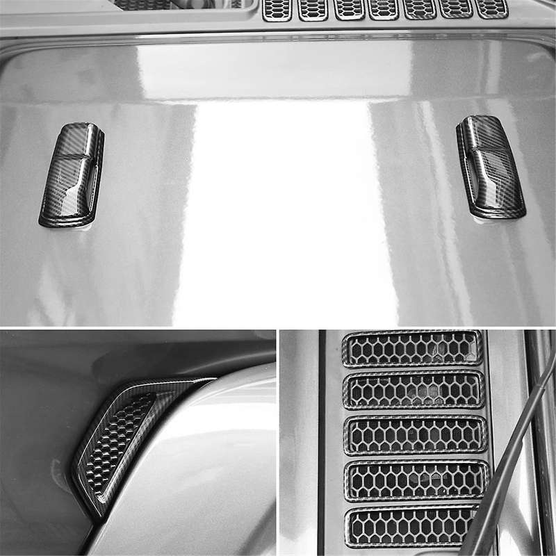 for Wrangler JL JT 2018-2024 Hood Vents & Engine Hood Hinge & Side AC Vent Outlet Trim,B