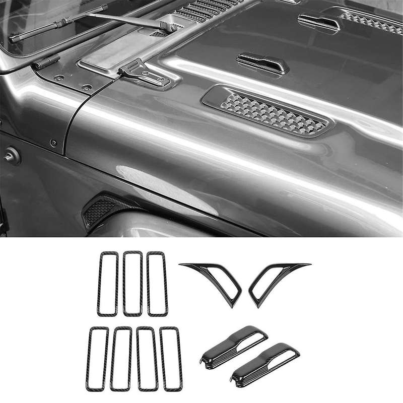 for Wrangler JL JT 2018-2024 Hood Vents & Engine Hood Hinge & Side AC Vent Outlet Trim,B