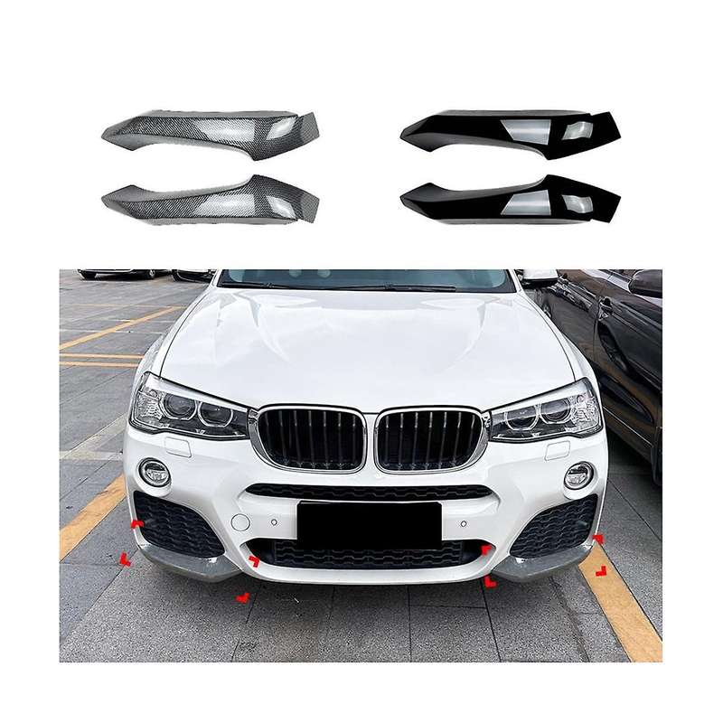 for X3 F25 X4 F26 2014-2017 Front Bumper Lip Angle Diffuser Splitter Spoiler Protector Bright Black