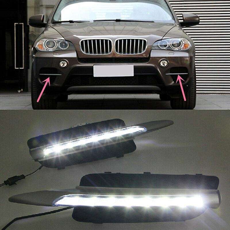 for X5 2007-2010 White LED Daytime Running Lights DRL Front Fog Lamps 2PCS