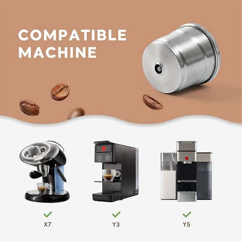 for X7/ Y3/ Y5 Reusable Coffee Capsule Refillable Filters Stainless Steel Spoon Cleaning Brush