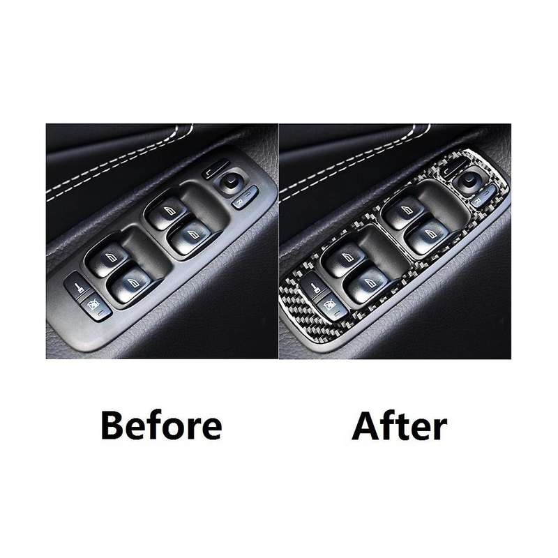 for Xc90 2008-2014 Lhd Carbon Fiber Car Door Window Lift Button Panel Cover Trim Interior Sticker