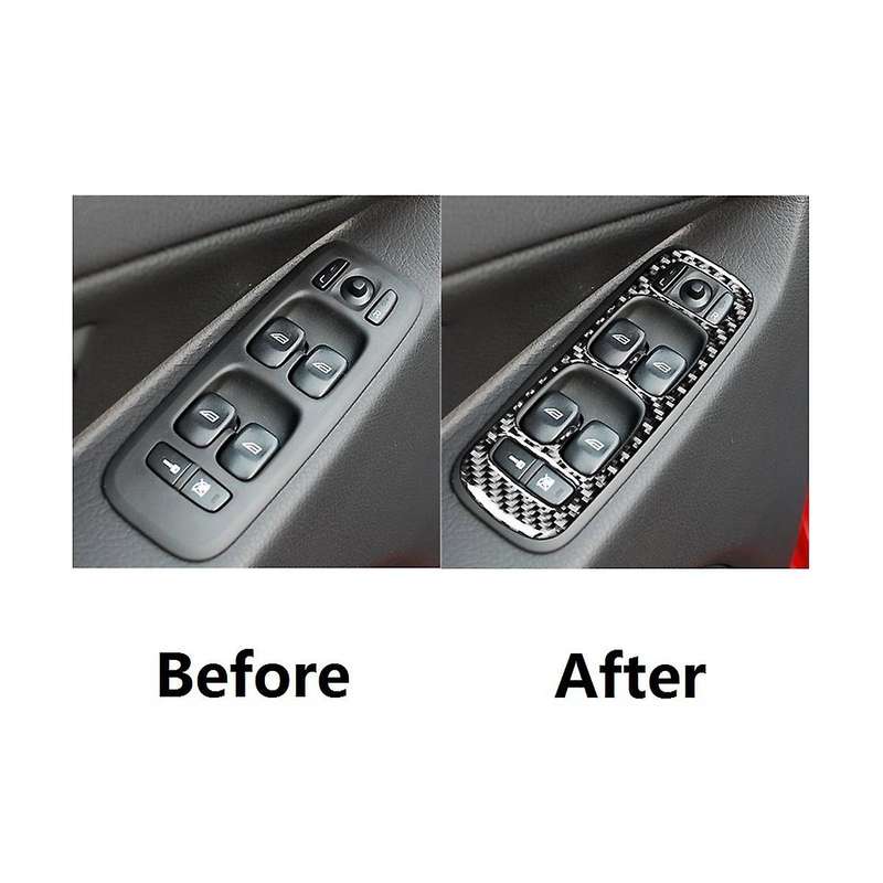 for Xc90 2003-2007 Lhd Carbon Fiber Car Door Window Lift Button Panel Cover Trim Interior Sticker
