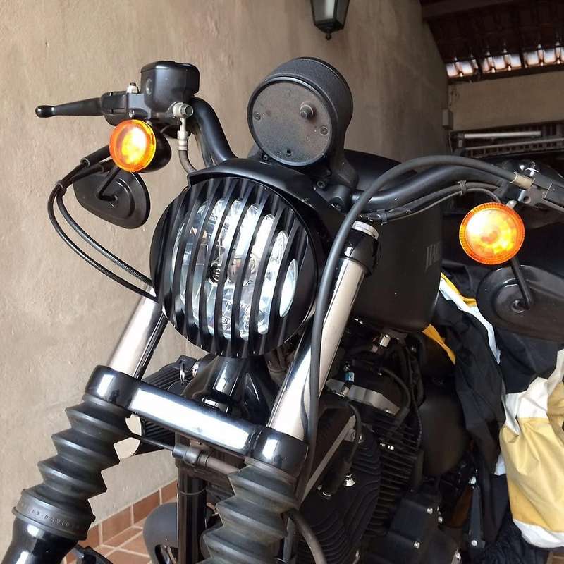 for XL 883 Iron 1200 04-14 Custom XL1200C 1200 Motorcycle 5 3/4inch CNC Led Headlight Grill Cover