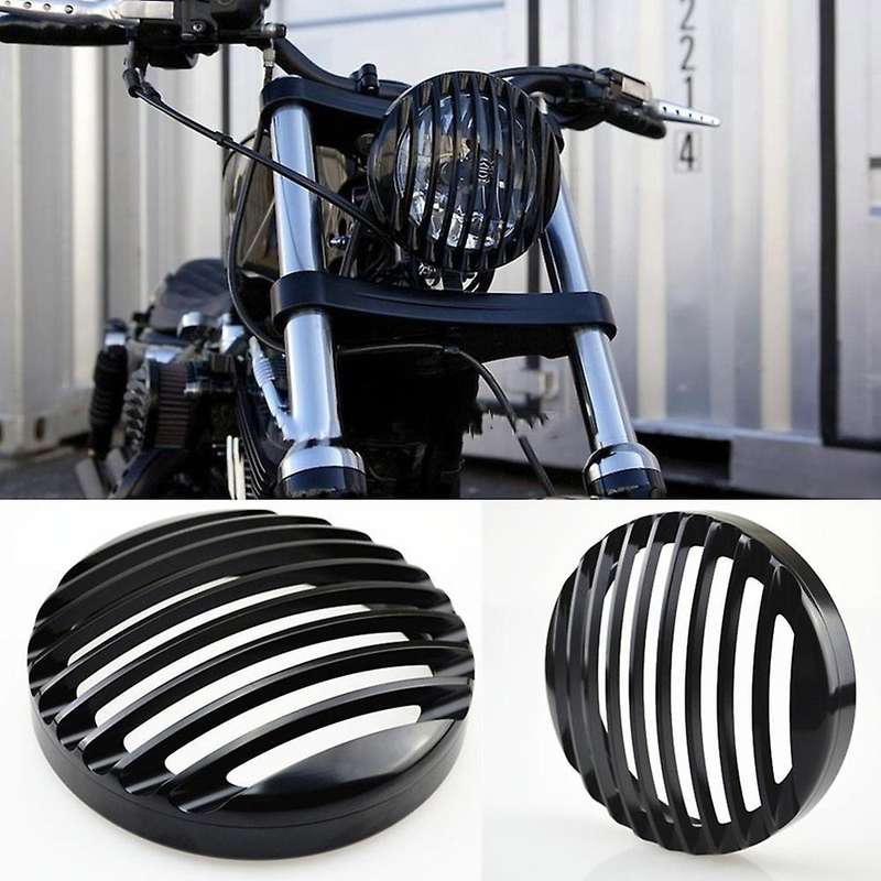 for XL 883 Iron 1200 04-14 Custom XL1200C 1200 Motorcycle 5 3/4inch CNC LED Headlight Grill Cover Ch