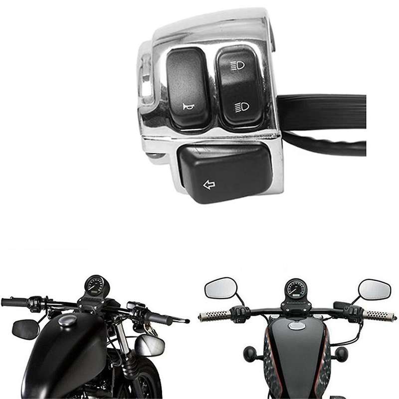 for XL883 V-ROD Softail Motorcycle Handlebar Turn Signal Control Switch, 1 Inch 25mm,Silver