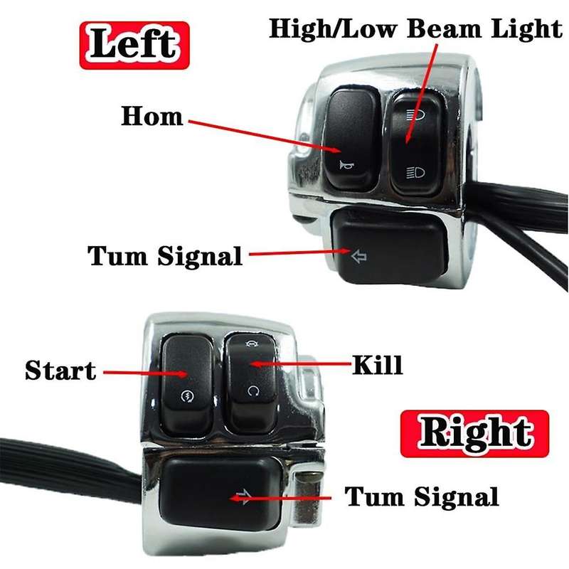 for XL883 V-ROD Softail Motorcycle Handlebar Turn Signal Control Switch, 1 Inch 25mm,Silver