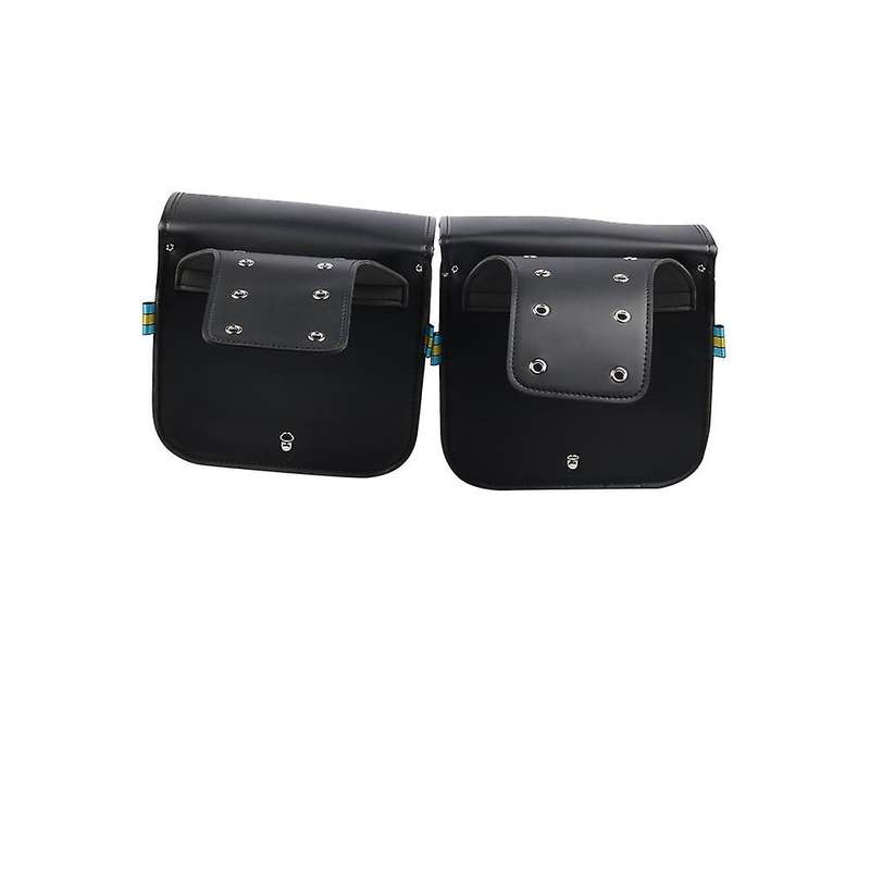 for XL883 XL1200 PU Leather Saddle Bag Motorcycle Luggage Left+Right Side Tool Bag Black