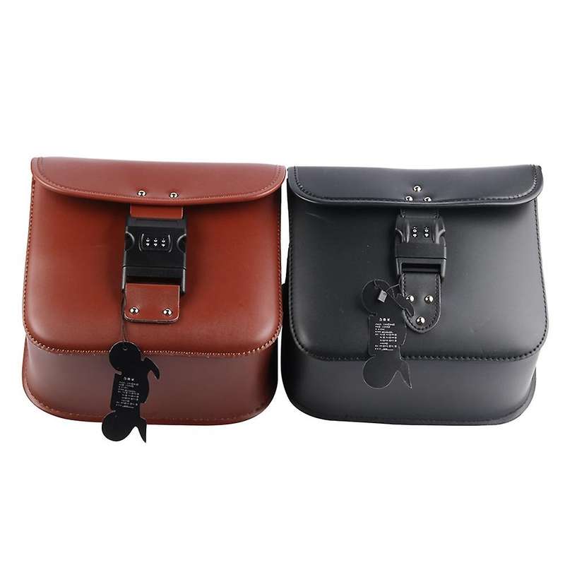 for XL883 XL1200 PU Leather Saddle Bag Motorcycle Luggage Left+Right Side Tool Bag Black